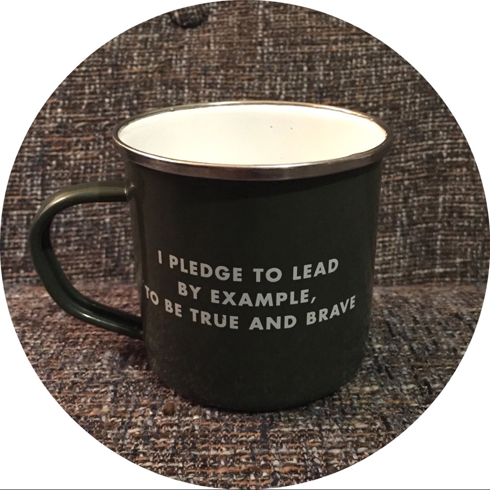 “To Lead By Example, to be True & Brave” camp cup